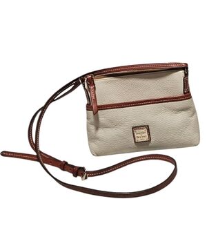 Dooney & Bourke Ginger Tan and Brown Pebbled Grain Leather Crossbody Bag